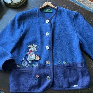 Geisswein Boiled Wool Scooter Bunny Rabbit Walking Coat Size 42